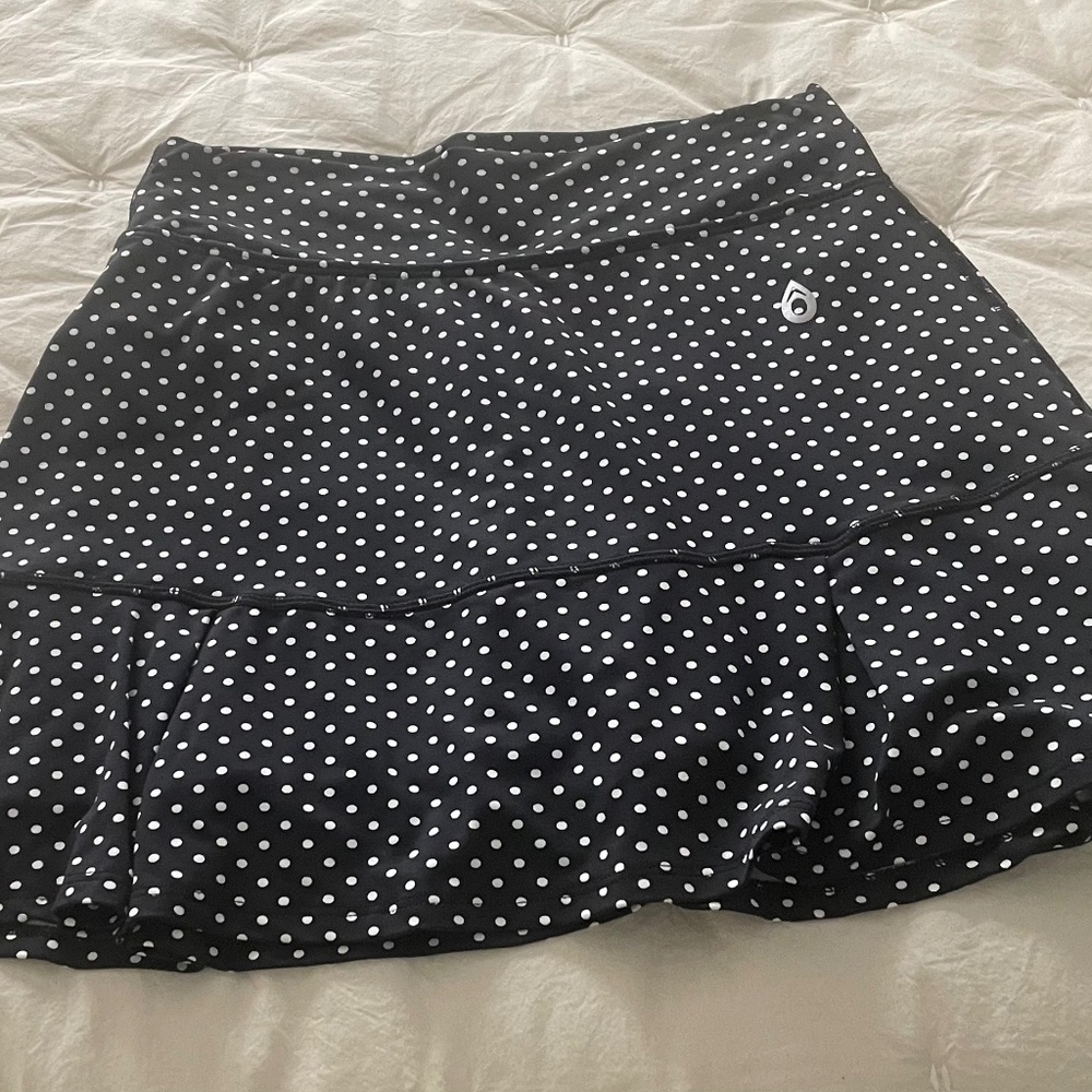 Dona Jo Jojo 14.5”  Pickleball/Tennis Skort Black/White Polka Dots